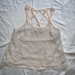 White and Cream Lace Tank